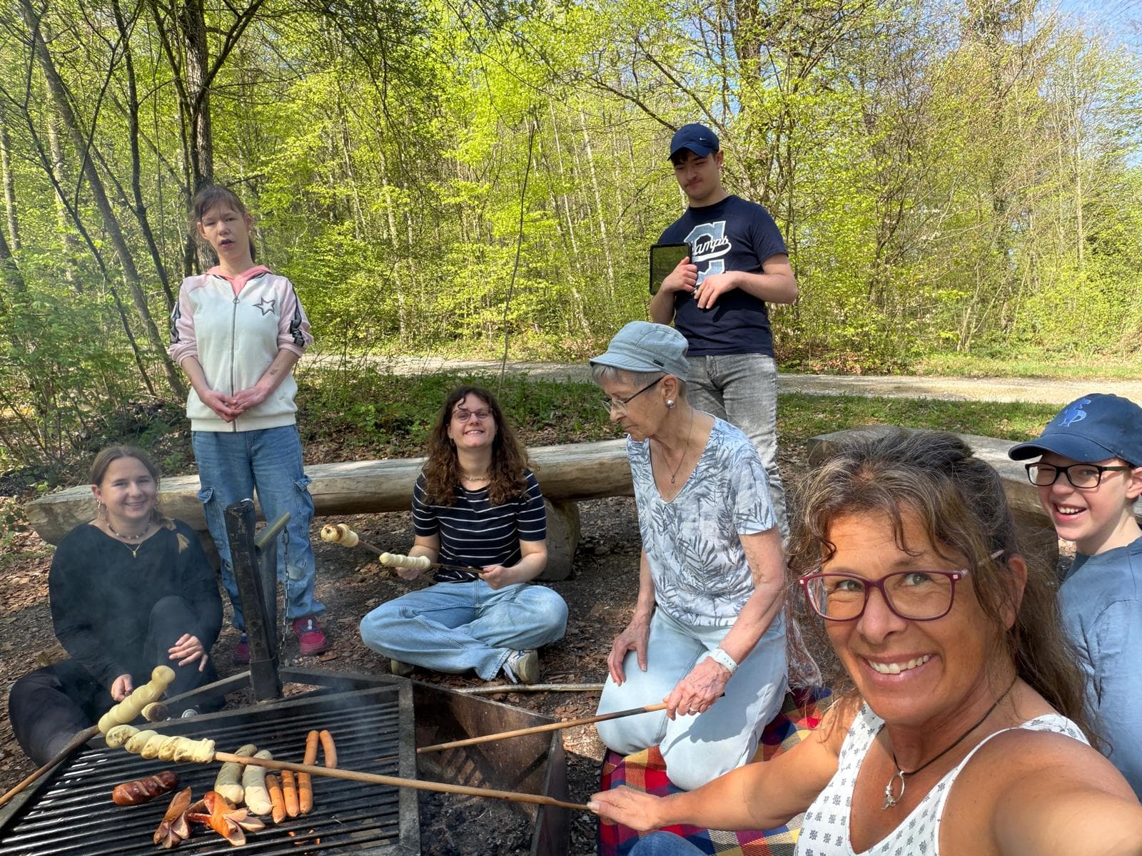 Grilling together in the forest