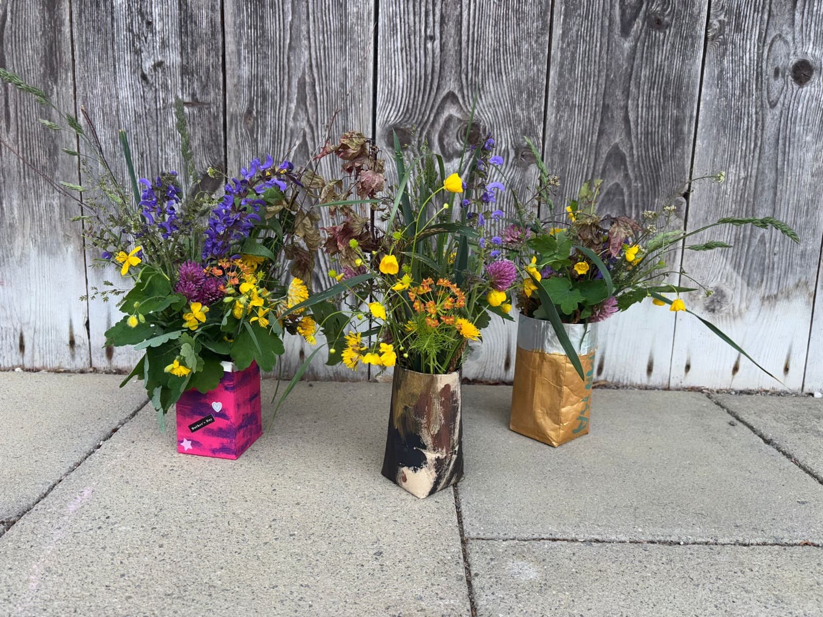 The finished flower bouquets